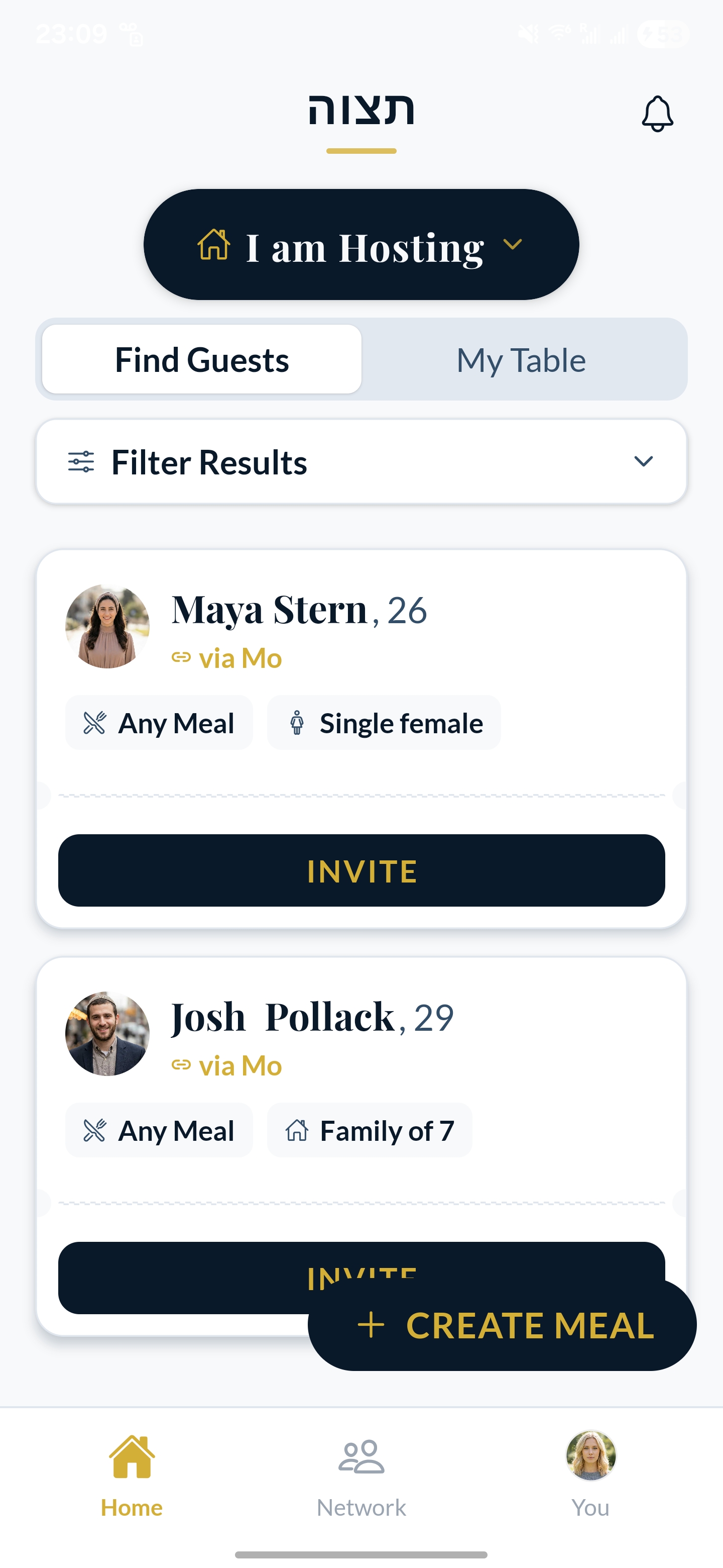 Hosted app — Find Guests screen